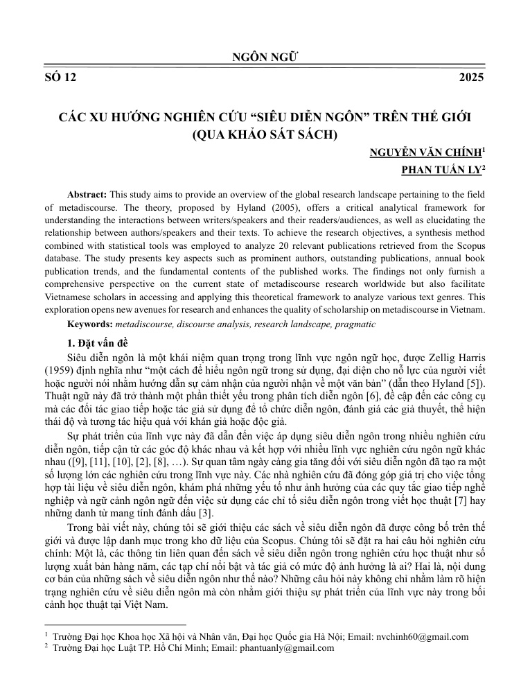 Các xu hướng nghiên cứu “siêu diễn ngôn” trên thế giới